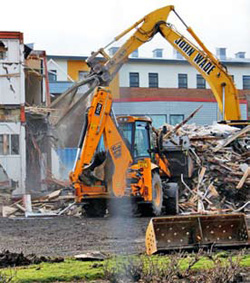 The final stage of demolition at the college The final stage of demolition at the college