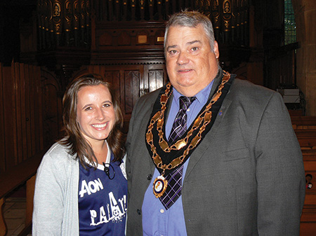 Naomi with Mayor of Shildon, Peter Quinn, following her talk about life in the slums of Manila. Naomi-Tomlinson-with-Mayor-Peter-Quinn