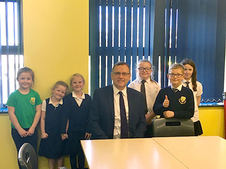 Phil Wilson MP with members of Chilton Primary Eco Group.