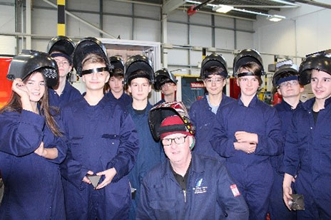 Students from FBEC check out options with Engineering Technical and Professional tutor, Chris Dawson from New College Durham.