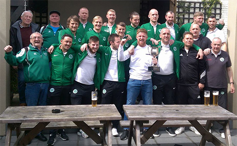 Ferryhill Celtic FC celebrate their Heart Foundation Cup Final win over local rivals Ferryhill Dynamos after a 3-0 win on Sunday 30th April.