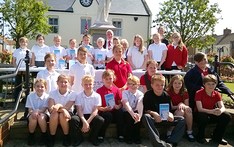 Pupils from Chilton, Cleves Cross, Dean Bank & Ferryhill Station Primaries at the launch of their new book.