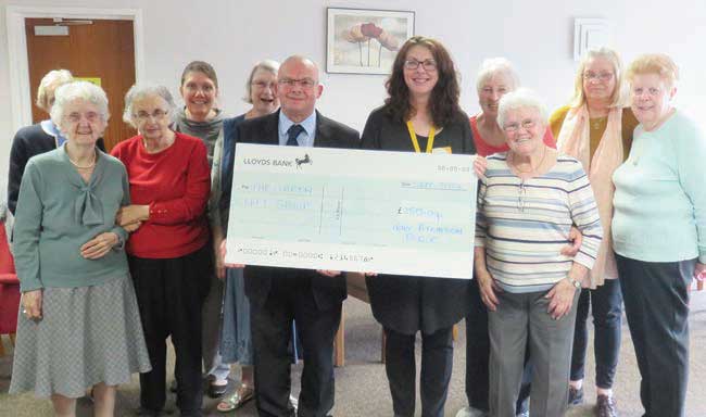 Cllr Atkinson, The Garth Warden Ms Jane Pennick, and the Ladies of the Craft Club. Cllr Atkinson, The Garth Warden Ms Jane Pennick, and the Ladies of the Craft Club.