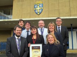 The Digital Durham team on the steps of County Hall.