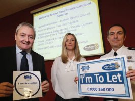 Cllr Kevin Shaw, DCC private sector initiatives officer Caroline Siddall and Chris Williams from County Durham and Darlington Fire Service.