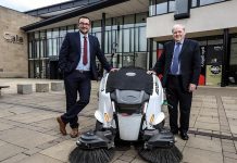 Going green to keep Durham’s streets clean Cllr Carl Marshall, Cabinet member for economic regeneration (left) and Cllr Brian Stephens, Cabinet member for neighbourhoods and local partnerships, with the electric road sweeper.