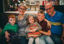 Spennymoor to go orange for Louis Louis Jackson (left) enjoying Christmas with his mum Sarah, dad Sam and his brother and sister.