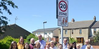 Spennymoor slow to 20mph Children worked with illustrator Liz Million to produce the new signs.