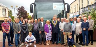 Town Band shines in National Brass Band Finals Spennymoor Town Band, including soon to be crowned Roy Newsome Memorial Shield winner, Michael MacDonald (crouched, front right), were given a send off by Town Mayor and Mayoress, Cllrs Clive and Liz Maddison. Photo: John Teasdale, The Studio.