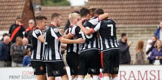 Subs star in late Leamington victory Spennymoor Town's players celebrate after scoring.