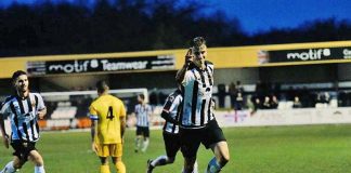 Moors into top three after win Glen Taylor celebrates after scoring against Chester on Saturday. Photo: David Nelson