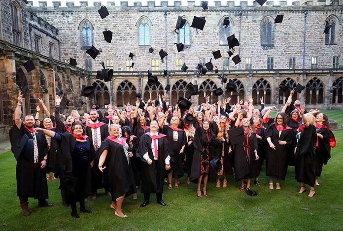 Bishop Auckland College students celebrate their graduation at the ceremony at Durham Cathedral. Bishop Auckland College students celebrate their graduation at the ceremony at Durham Cathedral.