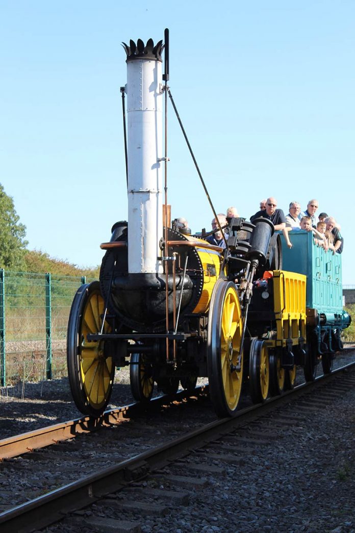 A replica of Stephenson’s Rocket provided passengers with a steam ride.