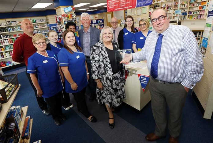 Cllr Lucy Hovvels (centre), Cabinet member for adult and health services at Durham County Council, and the team at Storehouse Pharmacy, which was named North East Pharmacy of the Year at the English Independent Retail Awards