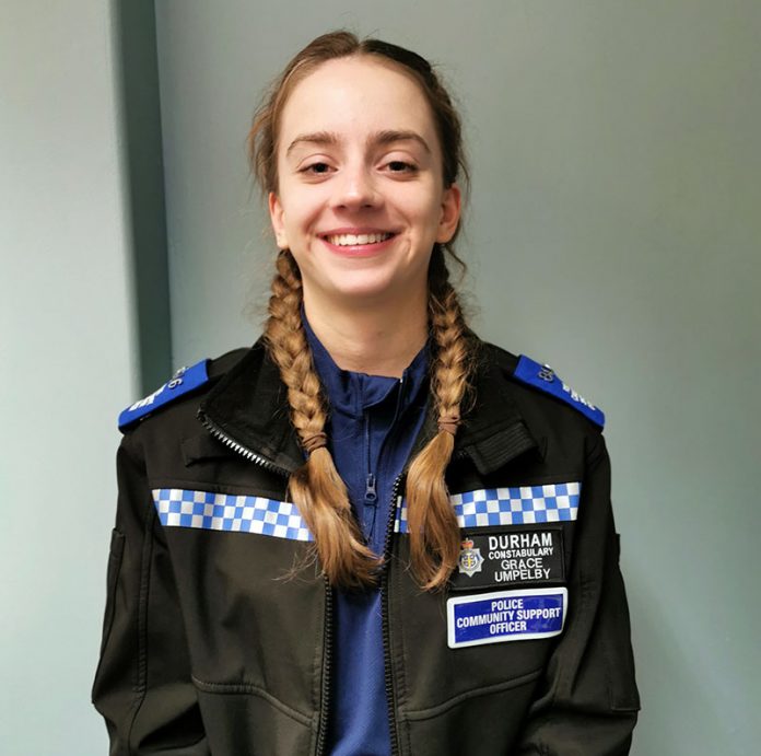 PSCO Grace Umpelby is excited to start work with Durham Constabulary in Spennymoor. PSCO Grace Umpelby is excited to start work with Durham Constabulary in Spennymoor.