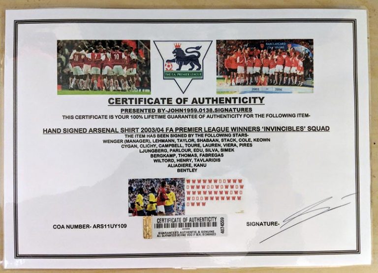 A fake certificate of authenticity.