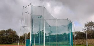Funding boost for athletics stadium Throw cage at Shildon athletics stadium.