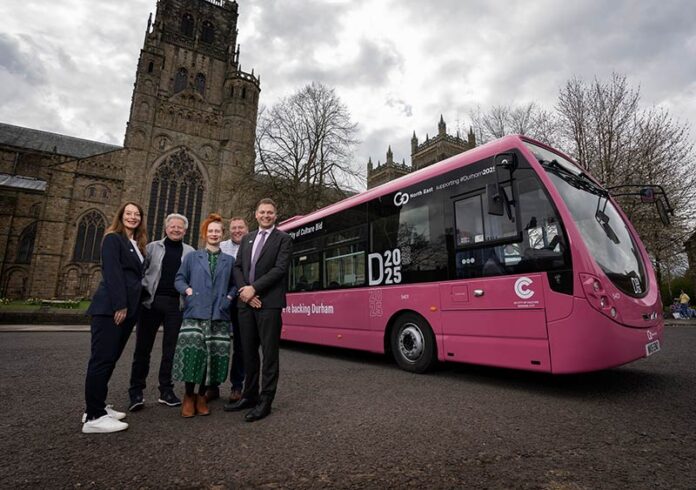 Business-Support-Go-North-East From left, Alison Clark, head of culture, sport and tourism at Durham County Council and Durham 2025 bid director; Tony Harrington, chair of Culture Durham; Sally Dixon, assistant director of partnerships and communications at Beamish Museum; Stephen King, commercial director at Go North East; and Martijn Gilbert, managing director at Go North East