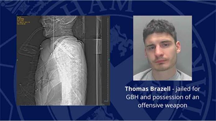 shildon-police Thomas Brazell has been jailed for GBH and possession of an offensive weapon.