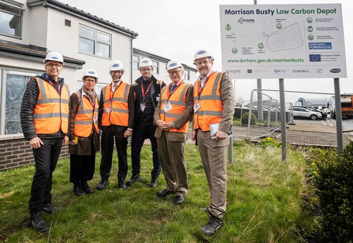 CCC-Visit-Morrison-Busty Climate change committee members and Cllr Mark Wilkes