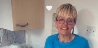 Shildon woman nears 1,000 day running streak Annmarie holding photo of running and standing with a cake
