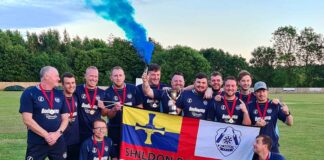 Railwaymen race to Ken Welsh Cup win Shildon Railway CC celebrate winning the Ken Welsh Cup.
