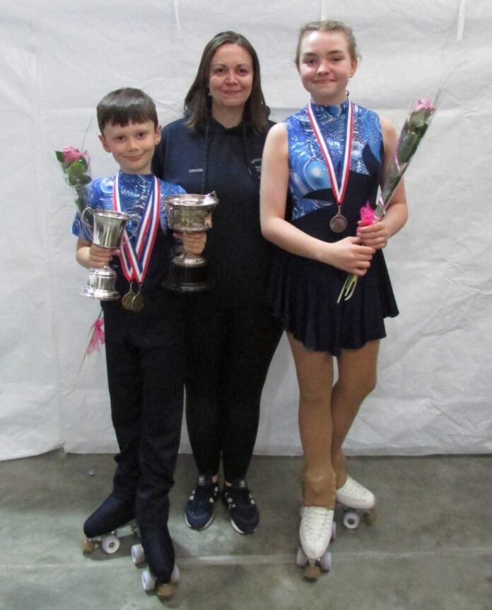 spectrum-skaters-succeed-in-british-championships Local roller skaters wear medals from their latest championship success.