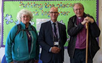 Bishops visit Shildon for prayer walk The Bishops of Durham and Jarrow were welcomed to St John’s Primary School by head teacher, Mr Farnell, as part of the Bishops’ prayer walk.