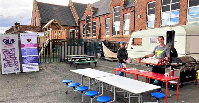 Solan-Dean-Bank-BBQ The barbeque being set up for the whole school to enjoy.