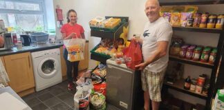 Supporters Club deliver donation Committee members, Susan Clarkson and Tom Clegg deliver a large donation of food from Shildon AFC Supporters Club.