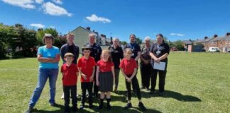 Councillor organises walkabout Cllr Joe Quinn (third from right) was joined by Dean Bank School Ambassdors with Glenys Newby, Cllr Curtis Bihari, PCSO Dave Evans, Jacqueline Cansella, Val Watson and Kate Ward.