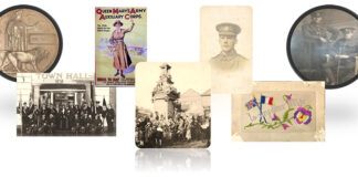 Spennymoor War Memorial exhibition War memorial exhibition display items.
