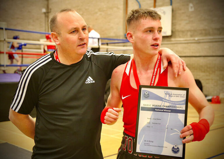 Jonas Railton with his dad and coach, Anthony.