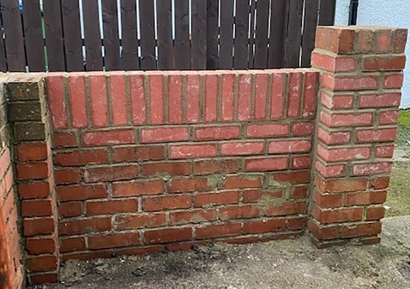 The wall after repairs