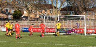 Vital win gives Railwaymen hope Billy Greulich-Smith heads home Shildon's winner for a vital win at North Shields.