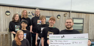 Students in Charity Trading Card Marathon