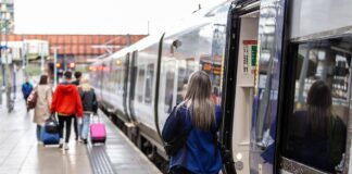 Classical music to stay at Northern stations Image shows a family boarding a Northern train.