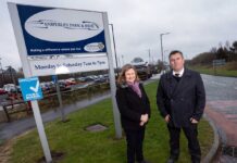 Sniperley Park and Ride expansion begins Cllr Elizabeth Scott and Mark Jackson outside Sniperley Park and Ride