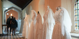 A display of 72 wedding gowns at Ushaw Historic House, Chapels & Gardens