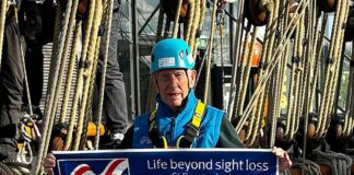 Ninety year old Kelso scales Cutty Sark mast for military charity