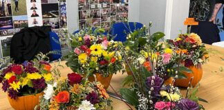 Crafty ladies create pumpkin vases