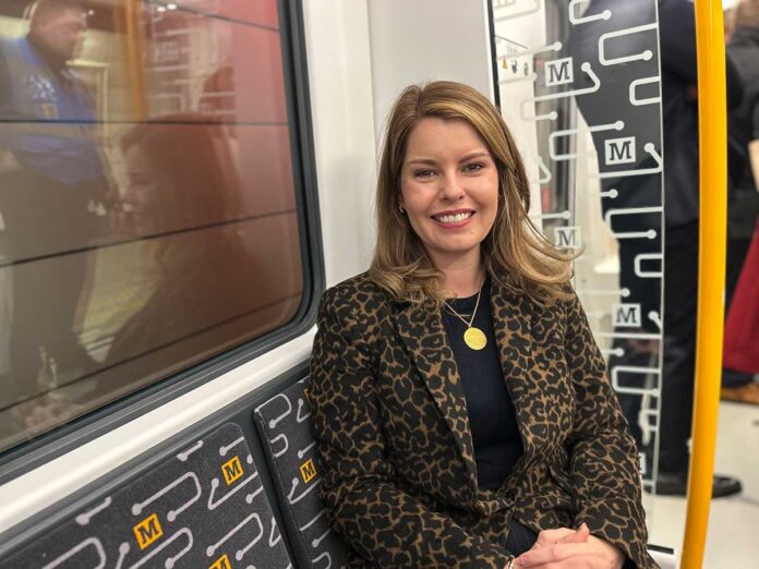 kim-mcguinness-transport-fairytale North East mayor Kim McGuinness on board the first new Tyne and Wear Metro train.