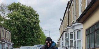 Manhunt after illegal biker terrorises dog walker