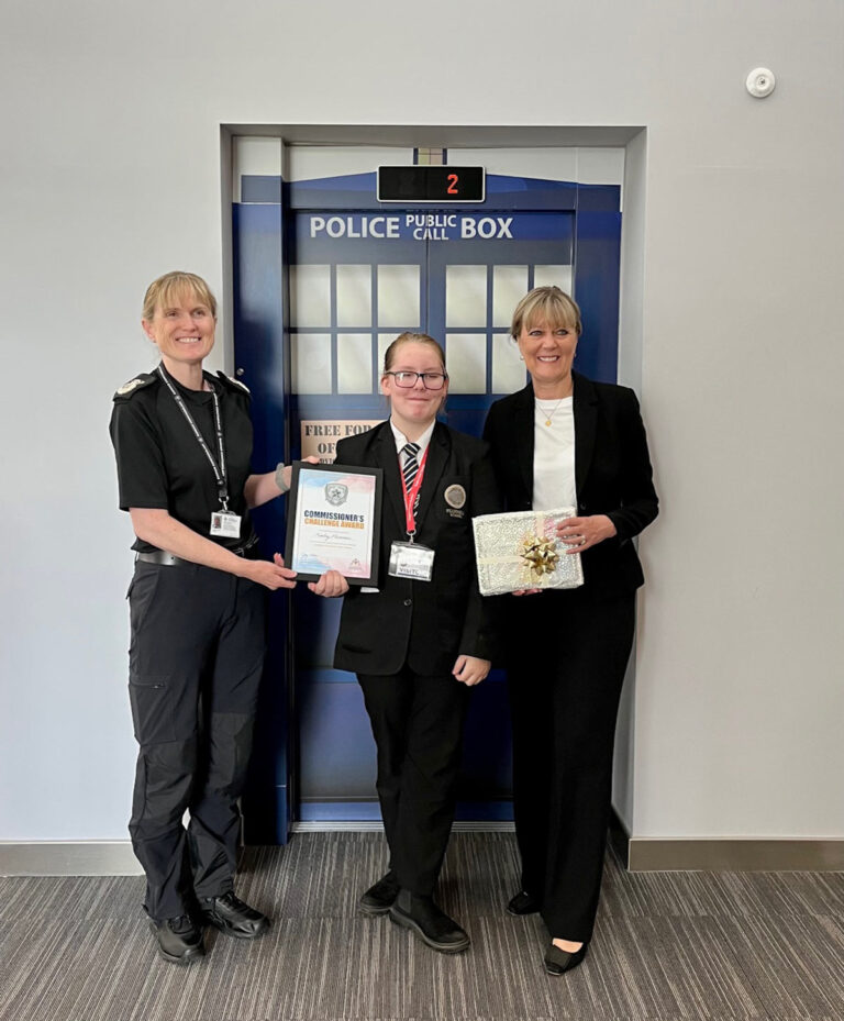 Celebrating Kinley’s achievement at Police HQ Celebrating Kinley’s achievement at Police HQ