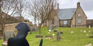Ferryhill Station RBL lay crosses at war graves Private William Atkinson's unmarked grave.