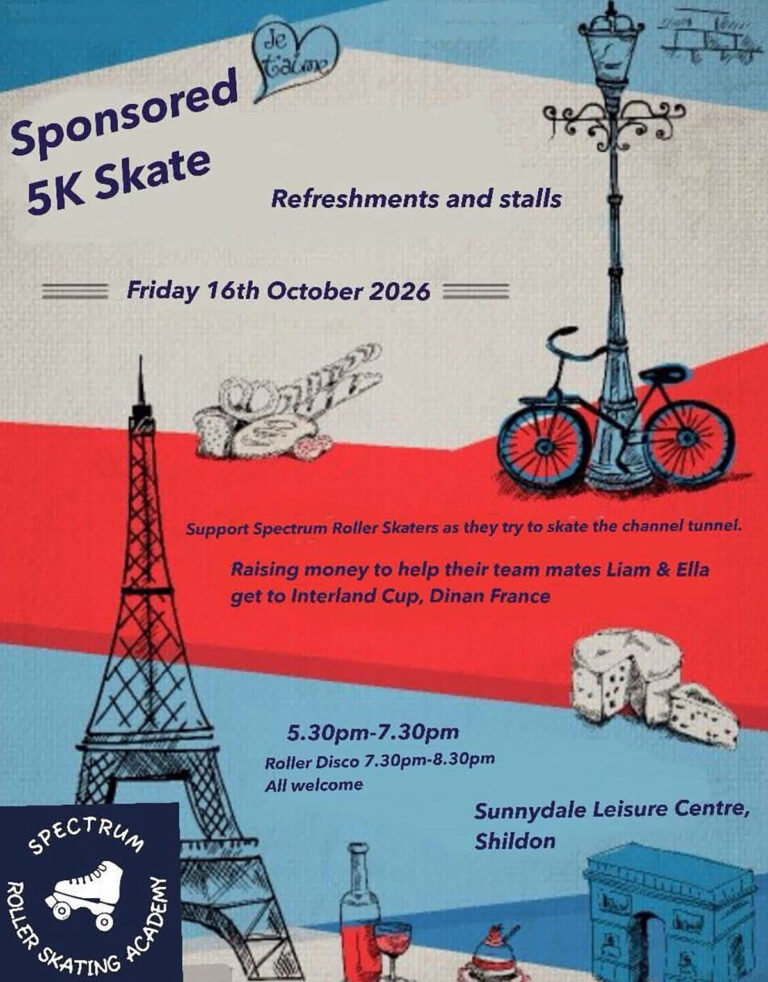 Sponsored 5k skate event for Liam and Ella’s Interland Cup Trip